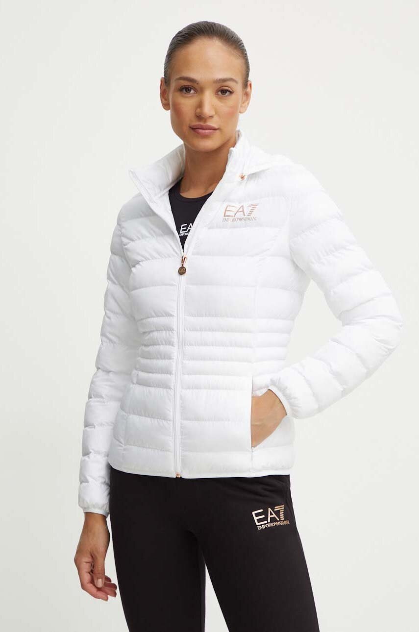 EA7 Emporio Armani geaca femei, culoarea alb, de tranzitie, TNF8Z.8NTB23