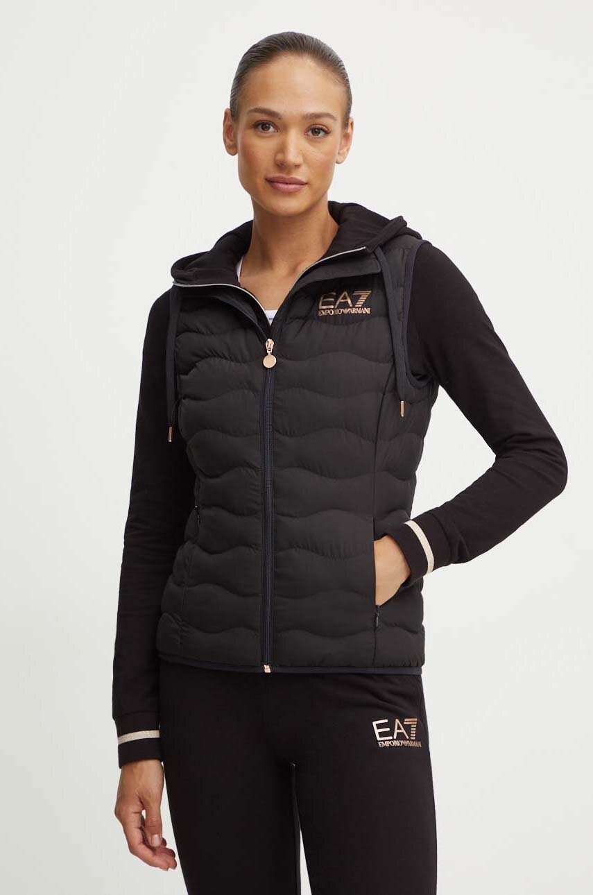 EA7 Emporio Armani vesta femei, culoarea negru, de tranzitie, TNF8Z.8NTQ08