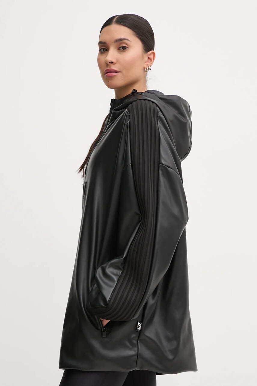 EA7 Emporio Armani geaca sport culoarea negru, de tranzitie, oversize, TNGOZ.6DUB29