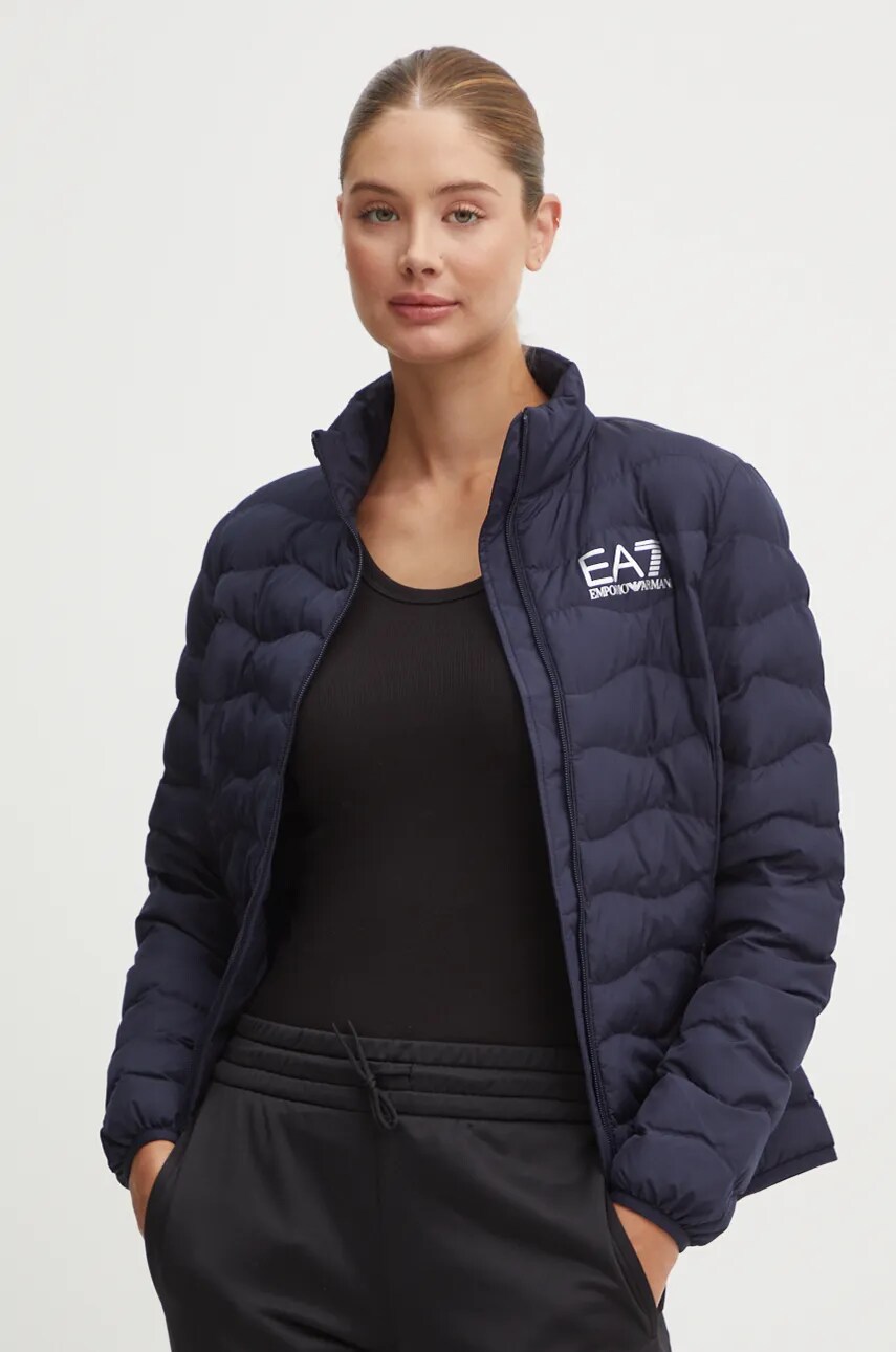 EA7 Emporio Armani geaca femei, culoarea albastru marin, de tranzitie, TNF8Z.8NTB21