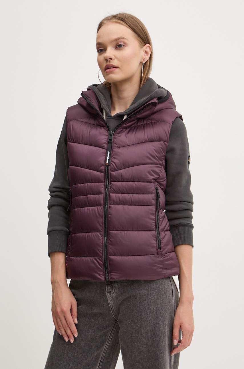 Superdry vesta femei, culoarea violet, de tranzitie, W5011715A-C4J