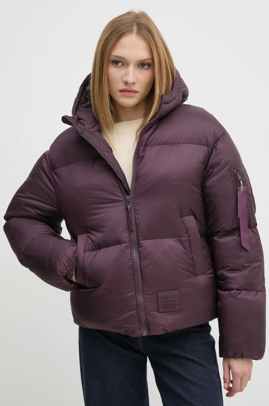 Bunda Alpha Industries dámská, fialová barva, zimní, 148006