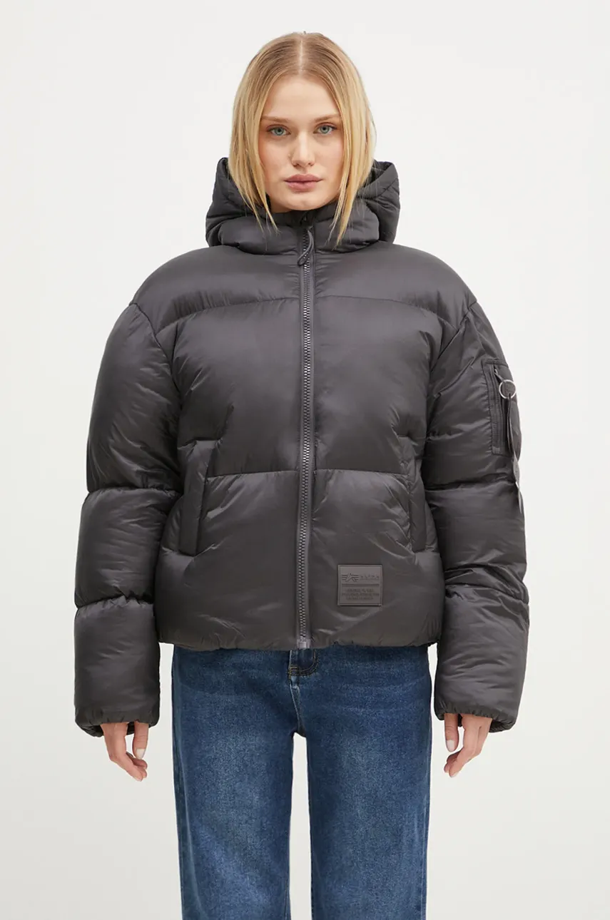 Alpha Industries geacă femei, culoarea gri, de iarnă, 148006