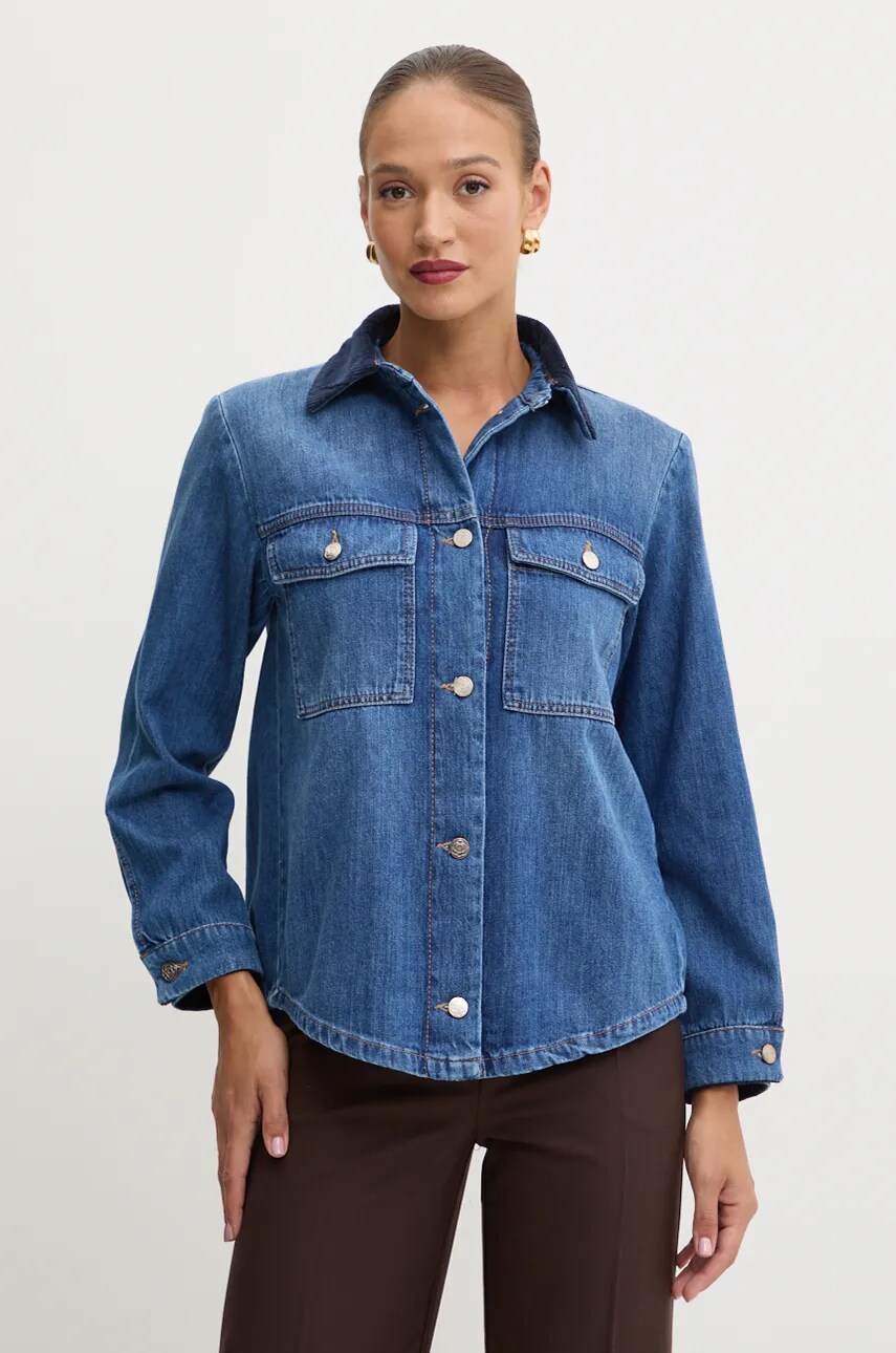 Marella camasa jeans femei, cu guler clasic, regular, 2423046034200