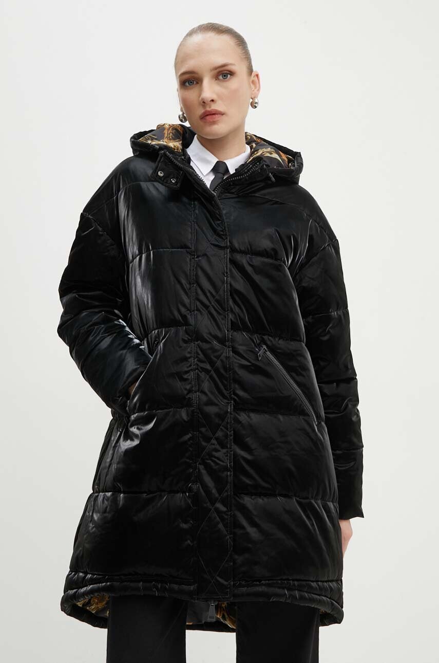 Versace Jeans Couture geaca femei, culoarea negru, de iarna, oversize, 77HASD19 CQ05D