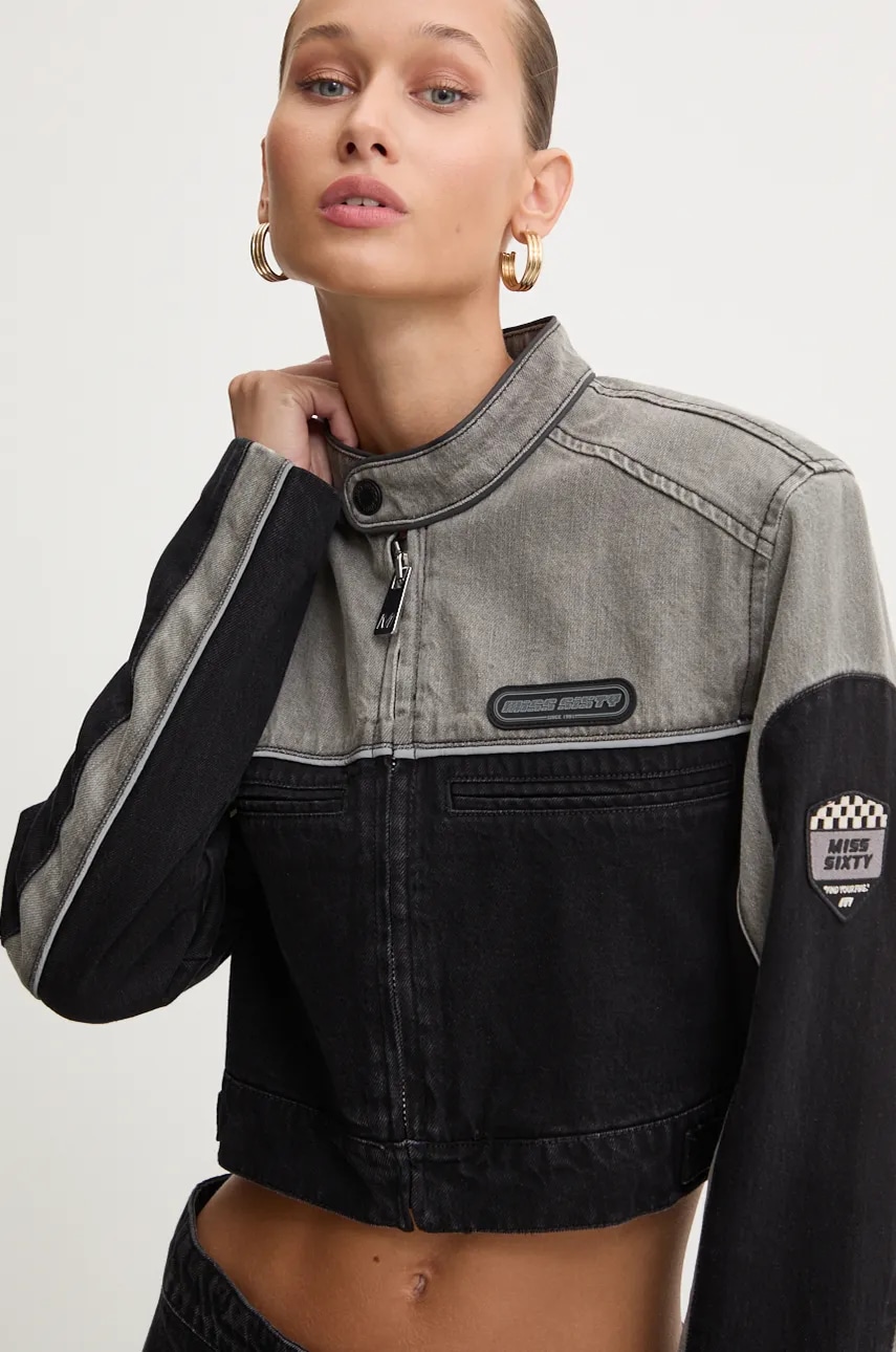 Miss Sixty geacă din denim femei, culoarea negru, de tranziție, 6L3WJ4990000
