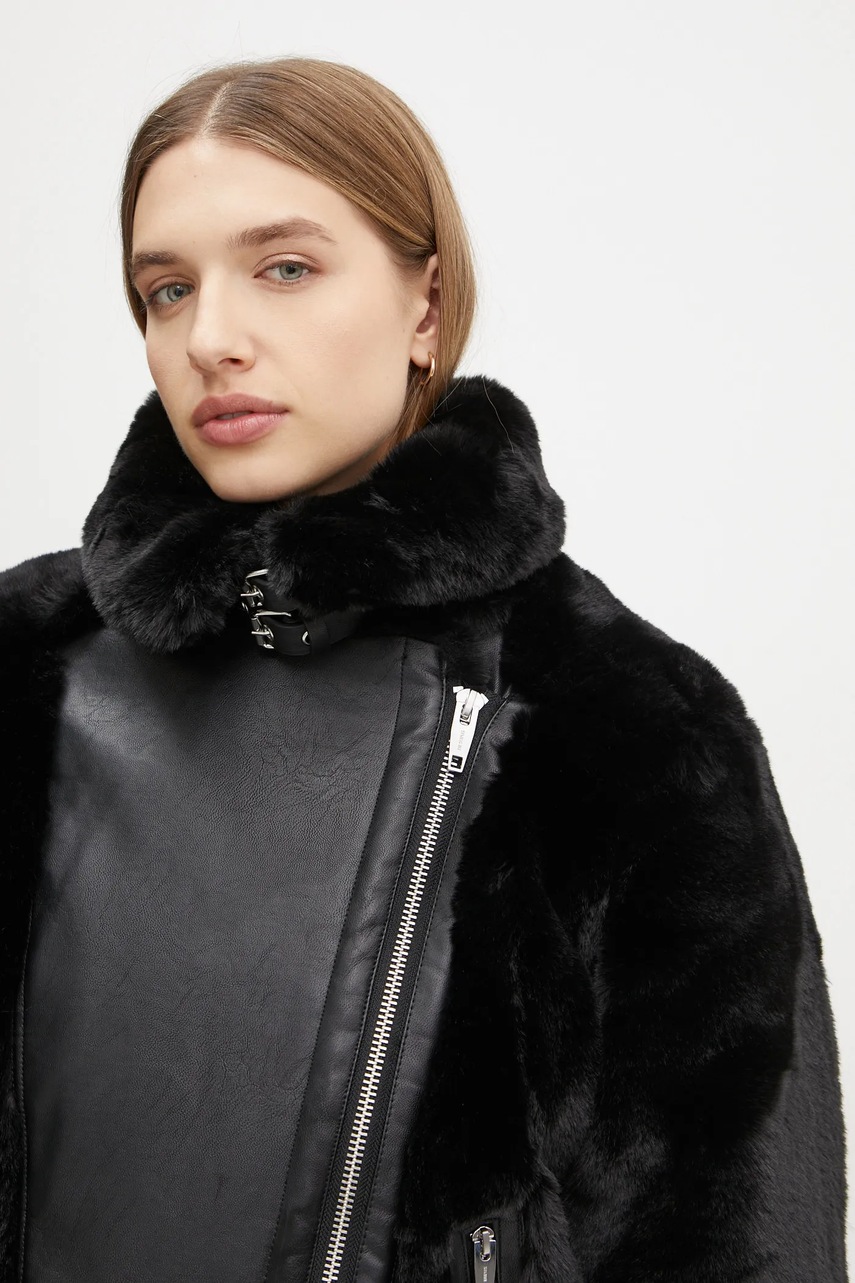 Куртка The Kooples жіноча колір чорний перехідна FFOU29002K 