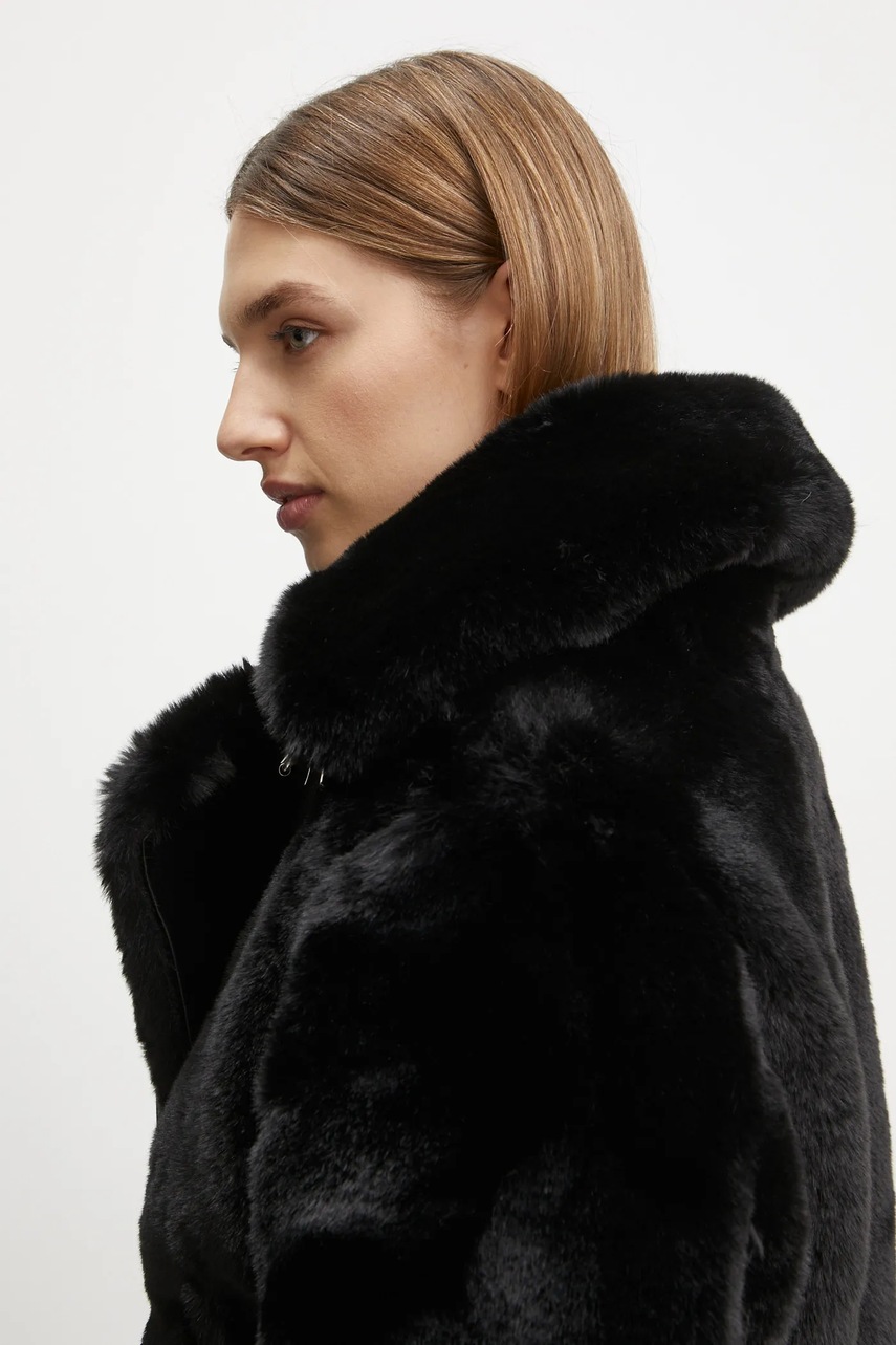 Куртка The Kooples жіноча колір чорний перехідна FFOU29002K 