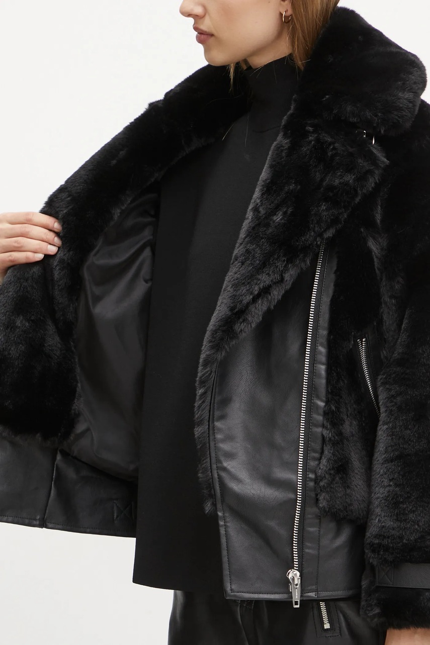 Куртка The Kooples жіноча колір чорний перехідна FFOU29002K 