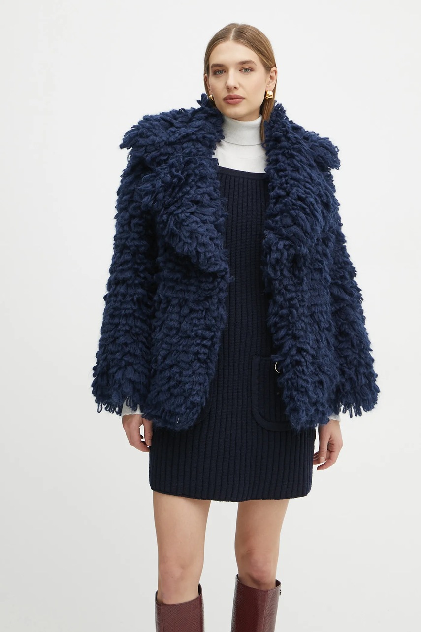 Μάλλινο μπουφάν Luisa Spagnoli χρώμα: ναυτικό μπλε, 58556 φωτογραφία