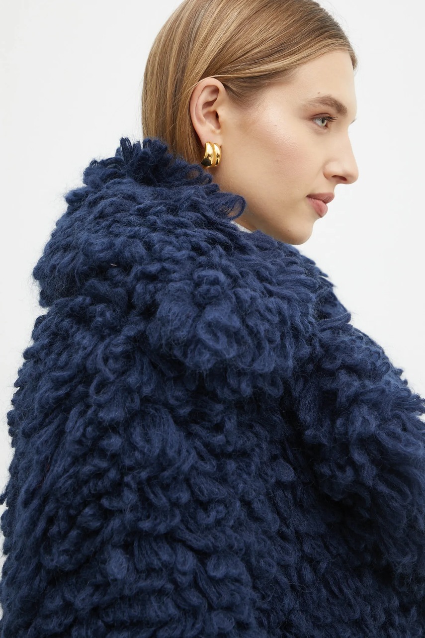 Μάλλινο μπουφάν Luisa Spagnoli χρώμα: ναυτικό μπλε, 58556 φωτογραφία