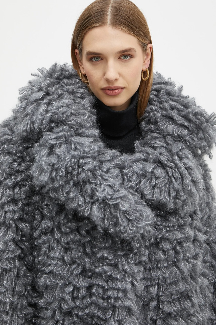 Μάλλινο μπουφάν Luisa Spagnoli χρώμα: γκρι, 58556 φωτογραφία