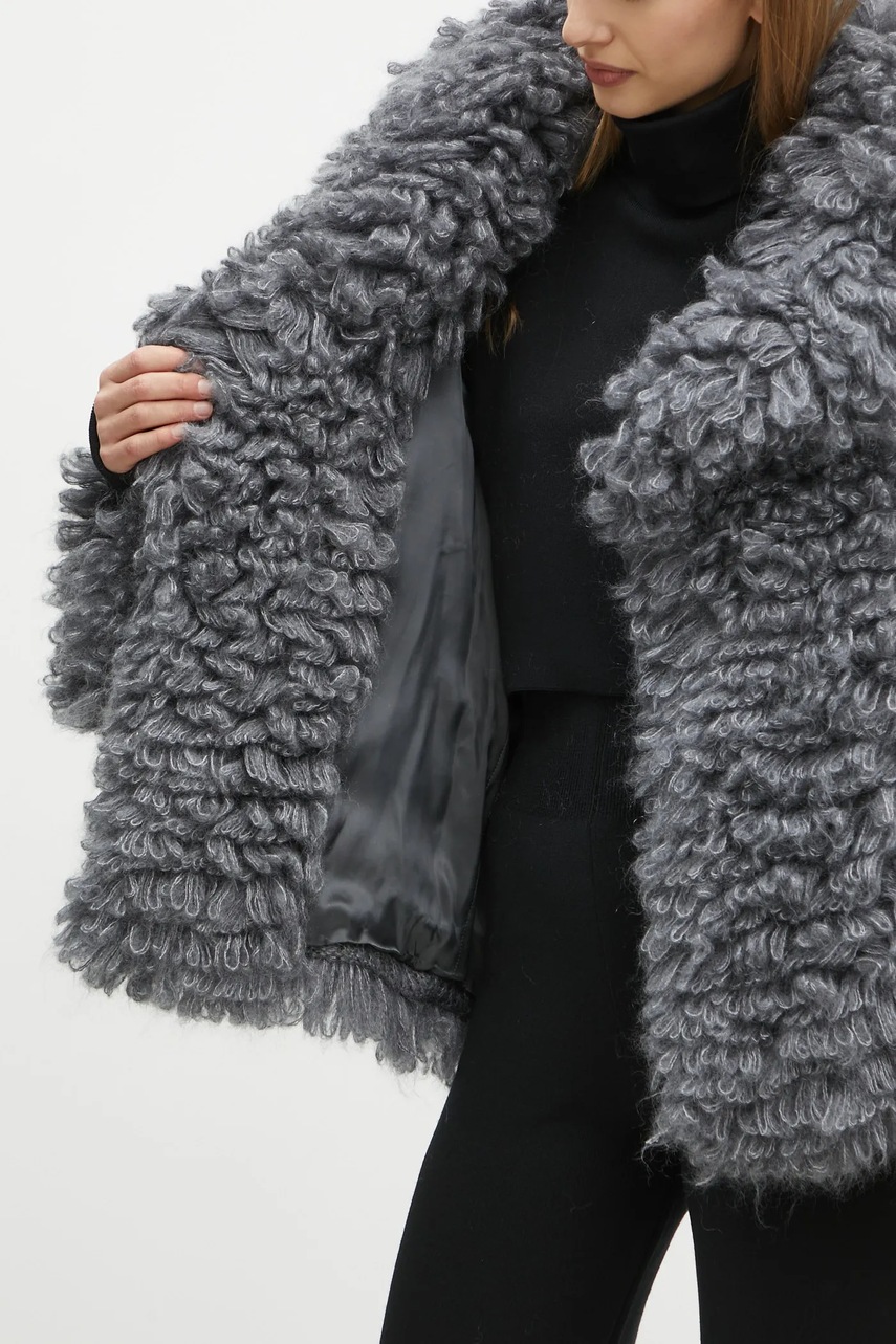 Μάλλινο μπουφάν Luisa Spagnoli χρώμα: γκρι, 58556 φωτογραφία