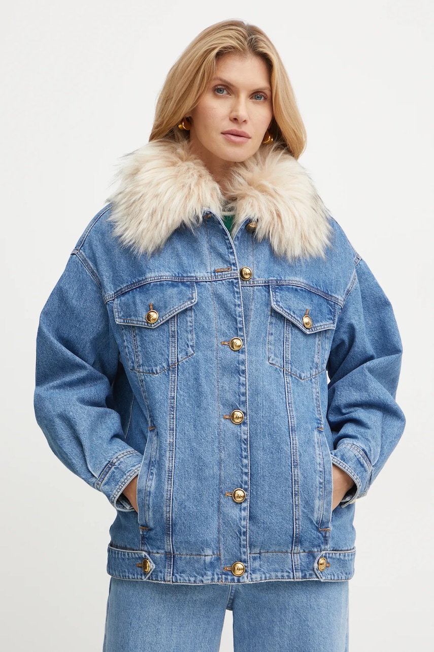 Luisa Spagnoli geaca din denim SCIALUPPA femei, de tranzitie, 541266