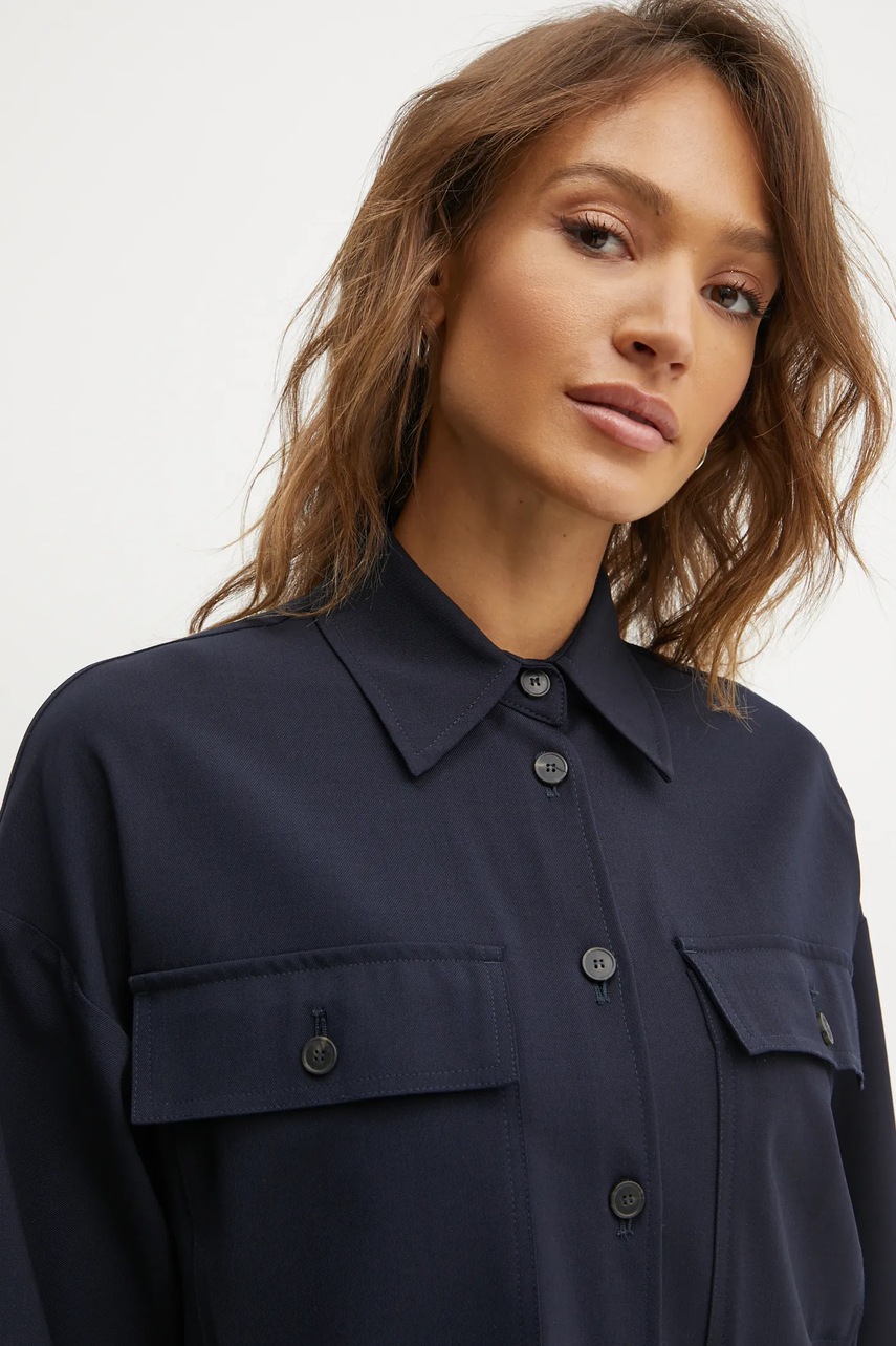 Πουκάμισο από μείγμα μαλλιού Weekend Max Mara χρώμα: ναυτικό μπλε, 2425046042600 φωτογραφία