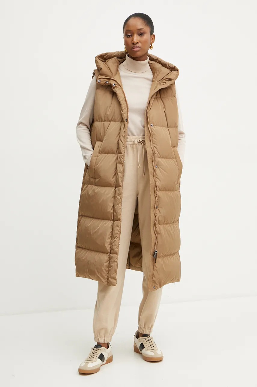 

Пухен елек Weekend Max Mara дамски в кафяво зимен модел 2425296012600, Кафяв