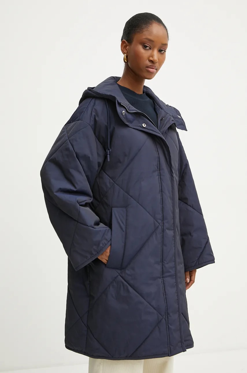 Weekend Max Mara geaca femei, culoarea albastru marin, de tranzitie, oversize, 2425496082600 Weekend Max Mara geaca femei, culoarea albastru marin, de tranzitie, oversize, 2425496082600