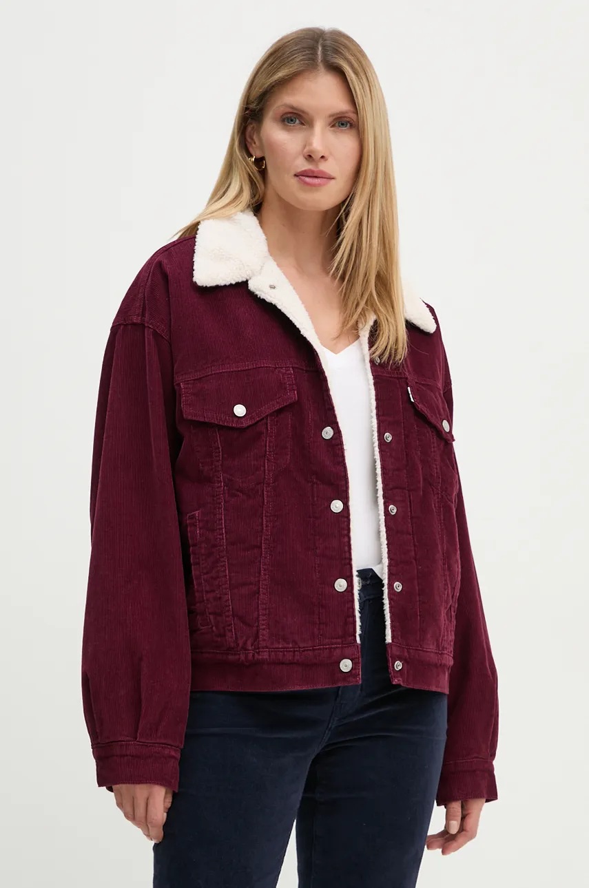 

Дънково яке Levi's в червено преходен модел с уголемена кройка A4435, Бордо