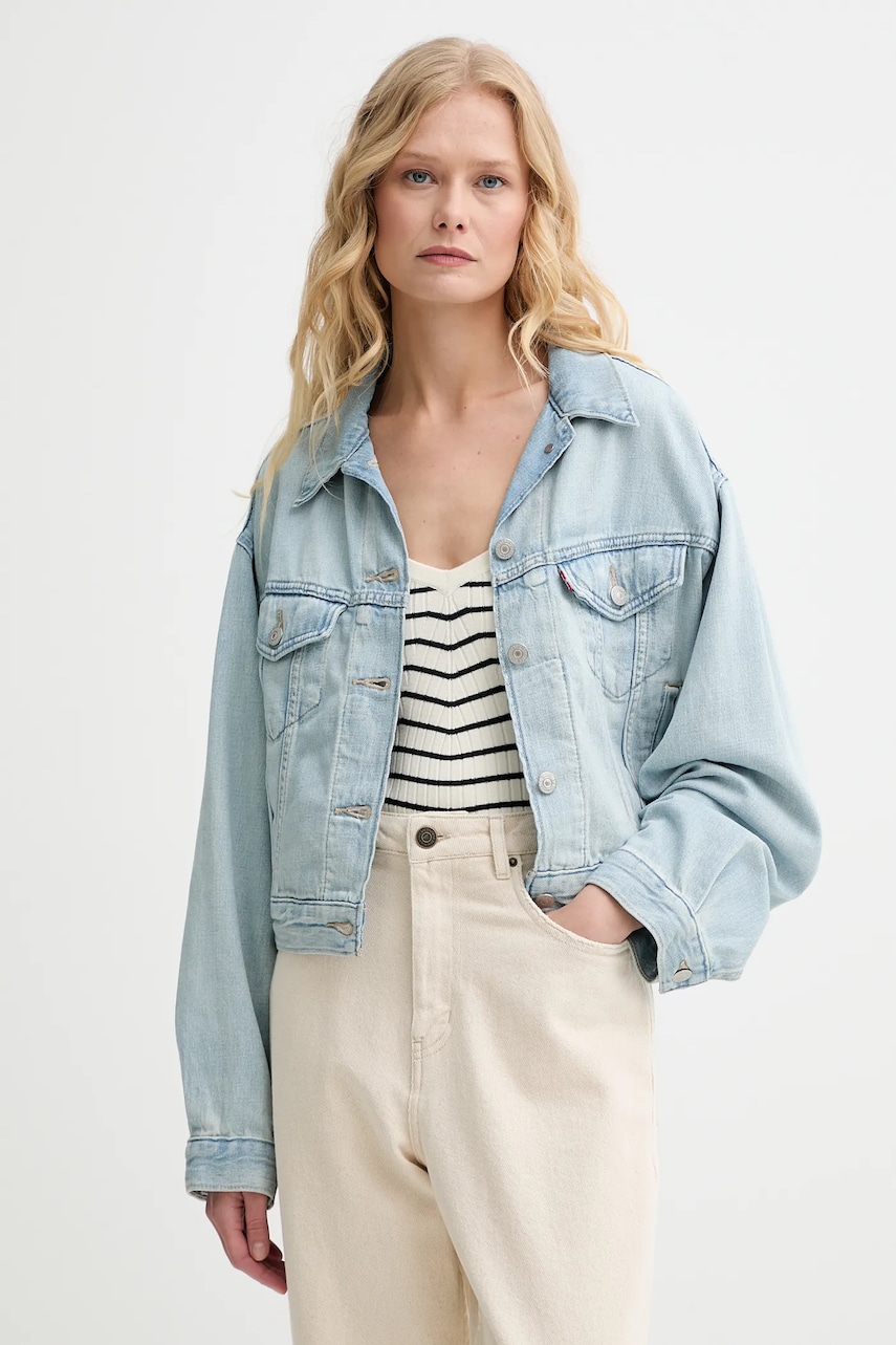 Levi's geacă jeans culoarea bej, de tranzitie, A9155