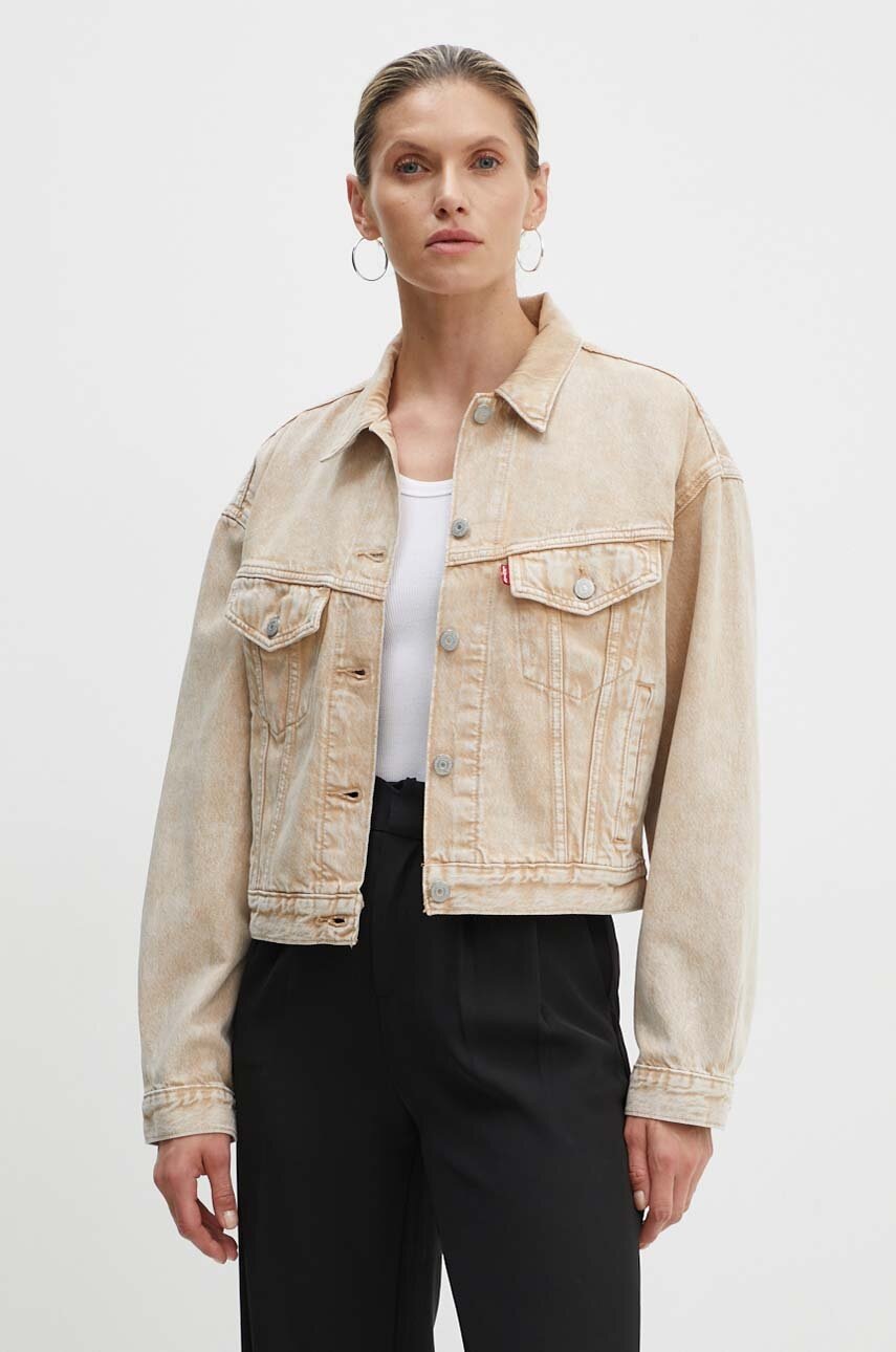 Levi\'s geacă din denim femei, culoarea bej, de tranziție, A9155