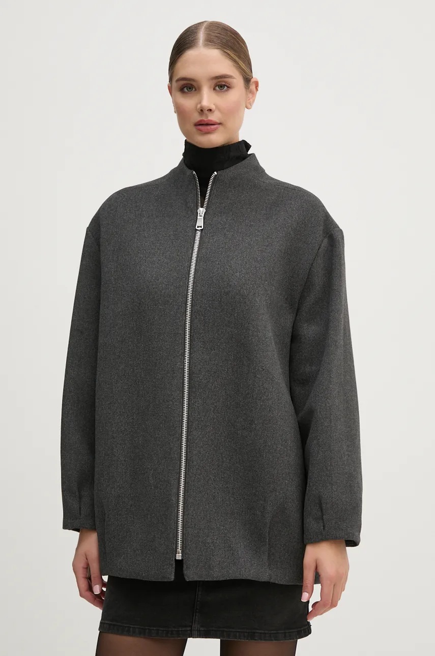 

Вълнено яке United Colors of Benetton в сиво преходен модел 2O9VDN004, Сив