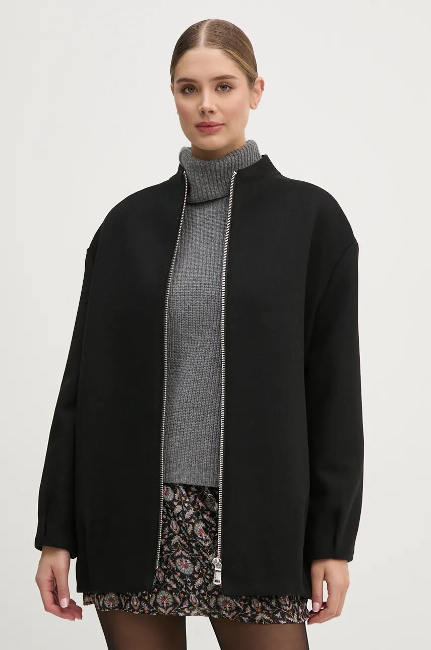 United Colors of Benetton geaca de lana culoarea negru, de tranzitie, 2O9VDN004