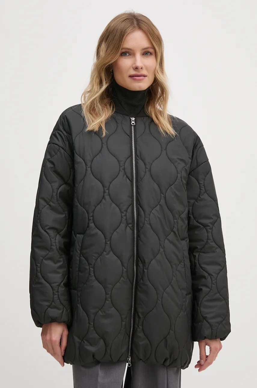 United Colors of Benetton geaca femei, culoarea negru, de tranzitie, 2XETDN06N