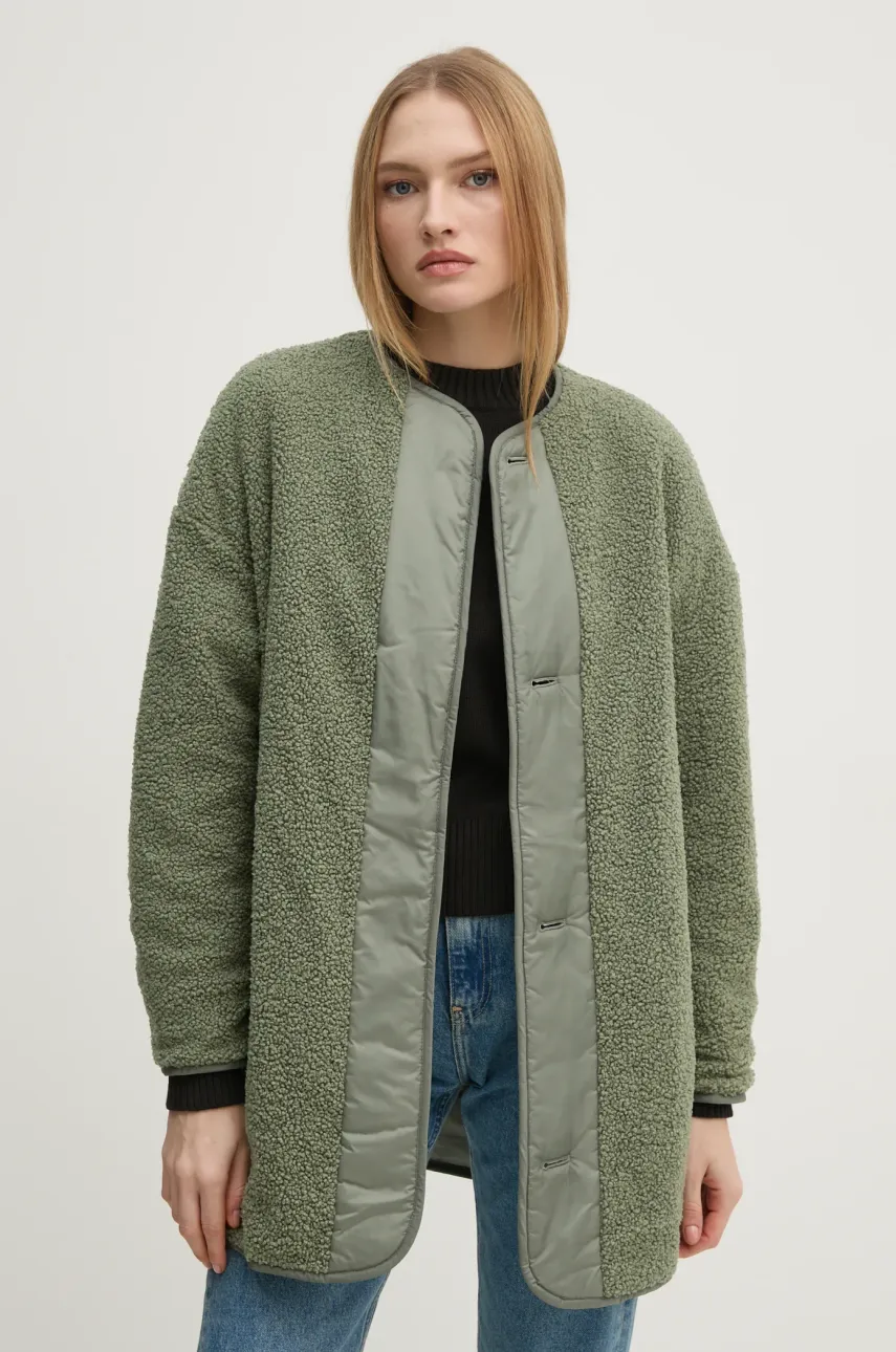 Двусторонняя куртка United Colors of Benetton женская цвет зелёный переходная oversize 23P8DN06M Двусторонняя куртка United Colors of Benetton женская цвет зелёный переходная oversize 23P8DN06M