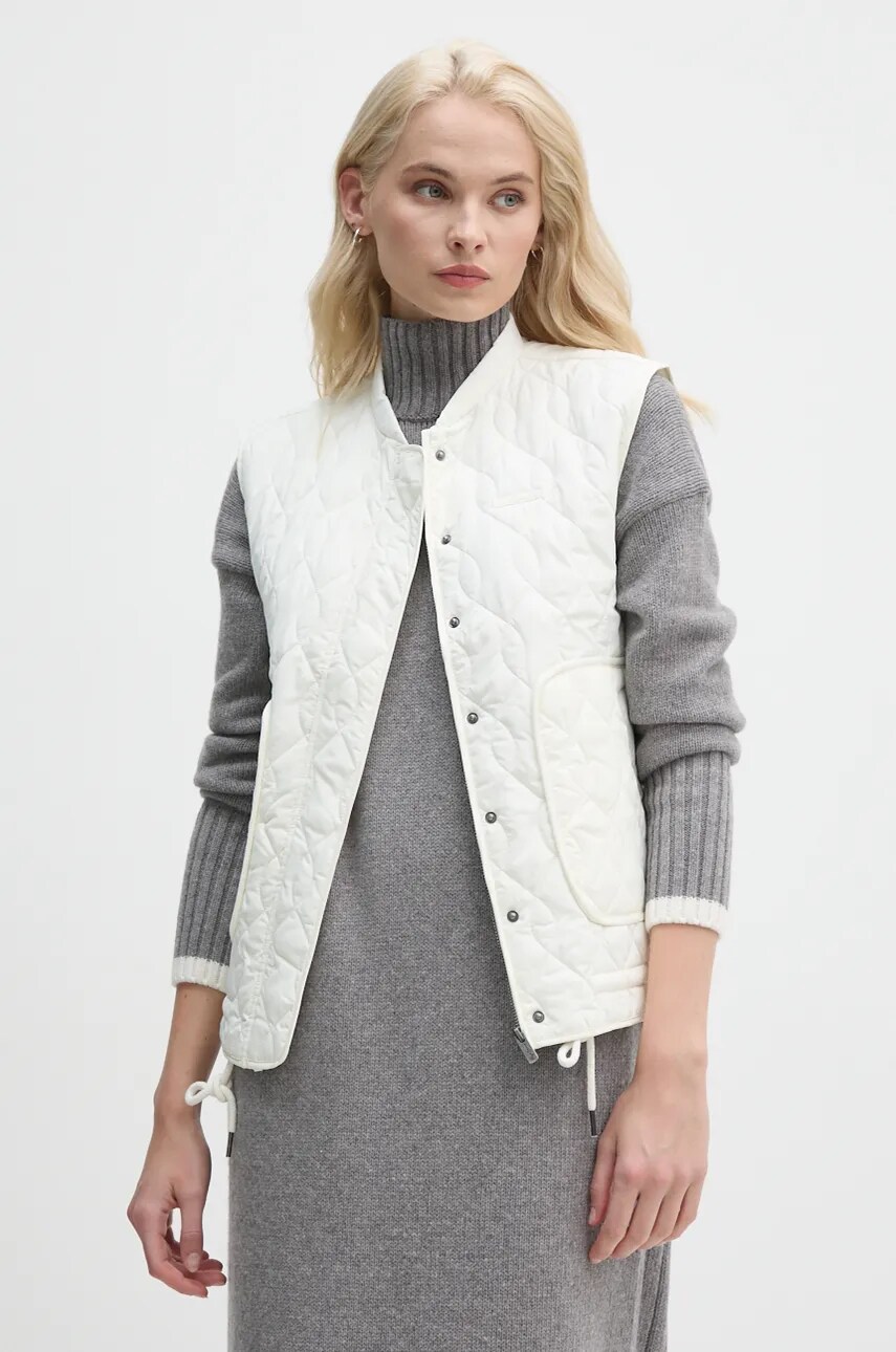 Pepe Jeans vesta ALI femei, culoarea alb, de tranzitie, PL402426