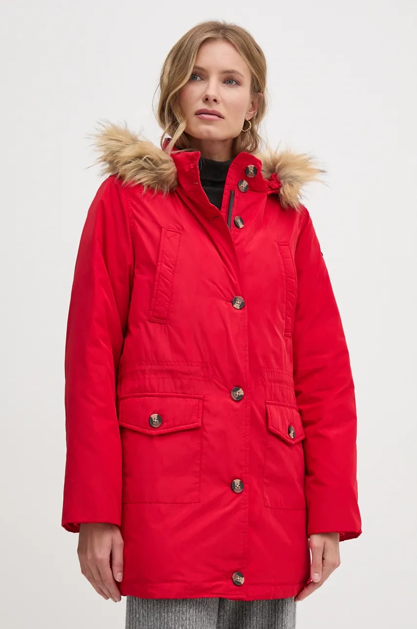 Pepe Jeans geaca de puf CLEMENTINE femei, culoarea rosu, de iarna, PL402435 Pepe Jeans geaca de puf CLEMENTINE femei, culoarea rosu, de iarna, PL402435