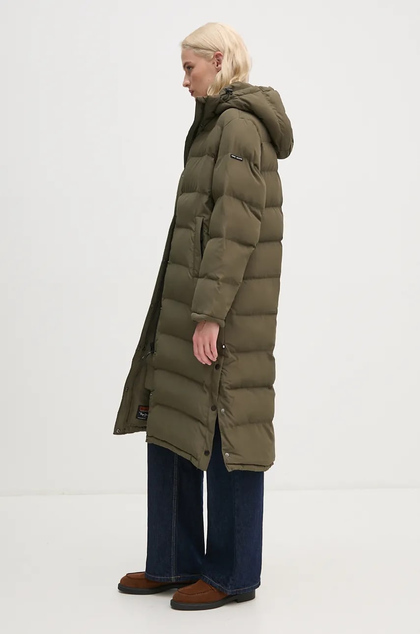 Pepe Jeans geaca BIBI LONG femei, culoarea verde, de iarna, PL402437 Pepe Jeans geaca BIBI LONG femei, culoarea verde, de iarna, PL402437