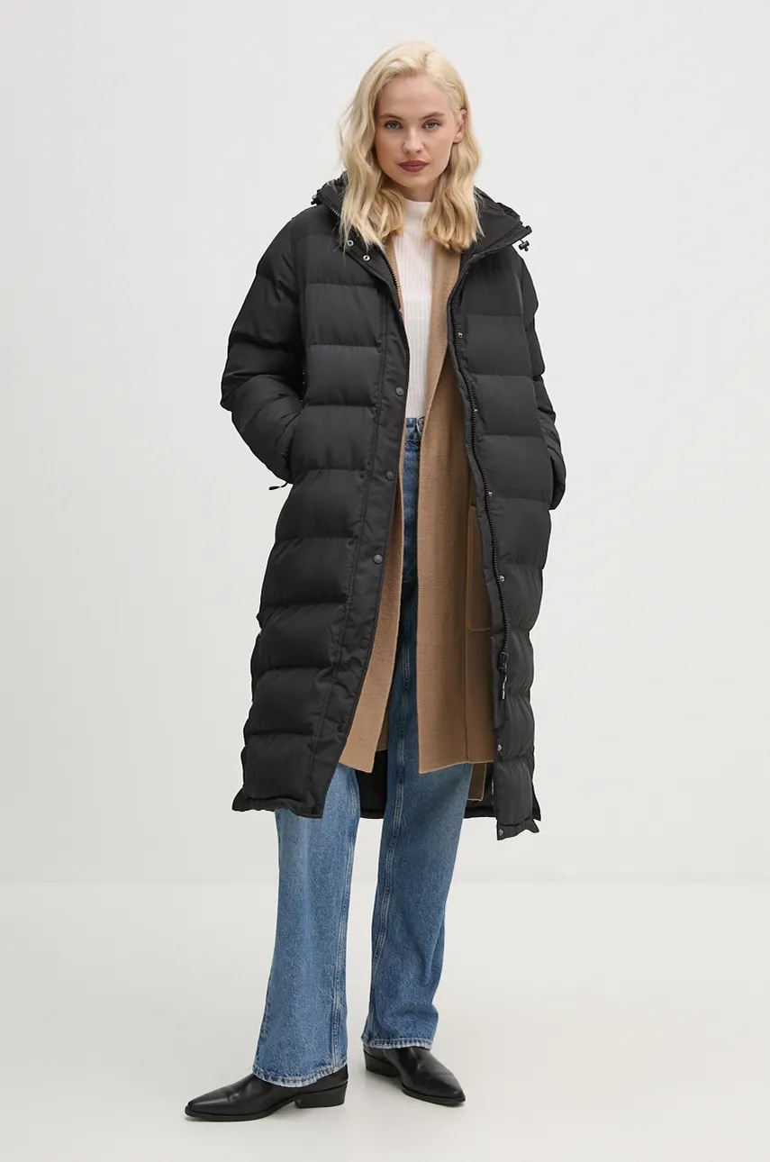 Pepe Jeans geaca BIBI LONG femei, culoarea negru, de iarna, PL402437 Pepe Jeans geaca BIBI LONG femei, culoarea negru, de iarna, PL402437