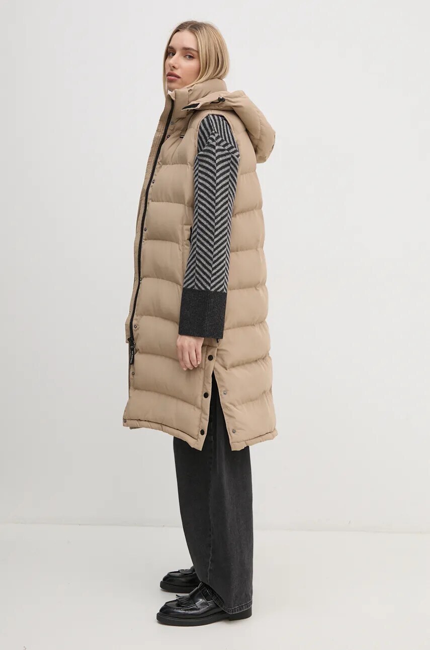 Pepe Jeans vesta BIBI VEST femei, culoarea bej, de iarna, PL402439
