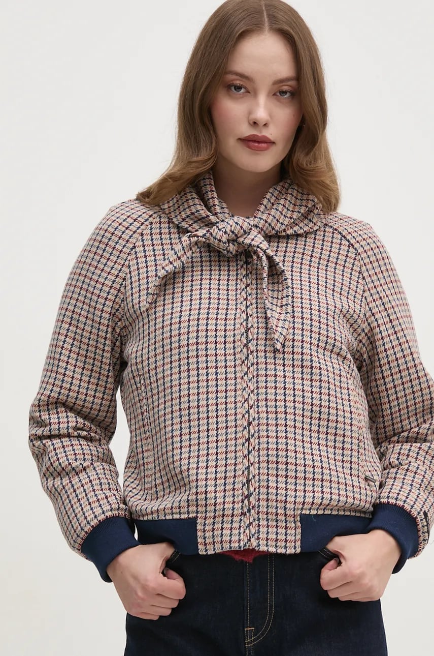 Pepe Jeans geaca din amestec de lana BRIDGET culoarea bej, de tranzitie, oversize, PL402466 Pepe Jeans geaca din amestec de lana BRIDGET culoarea bej, de tranzitie, oversize, PL402466