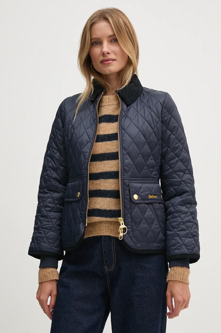 Barbour geaca femei, culoarea albastru marin, de tranzitie, LQU1765