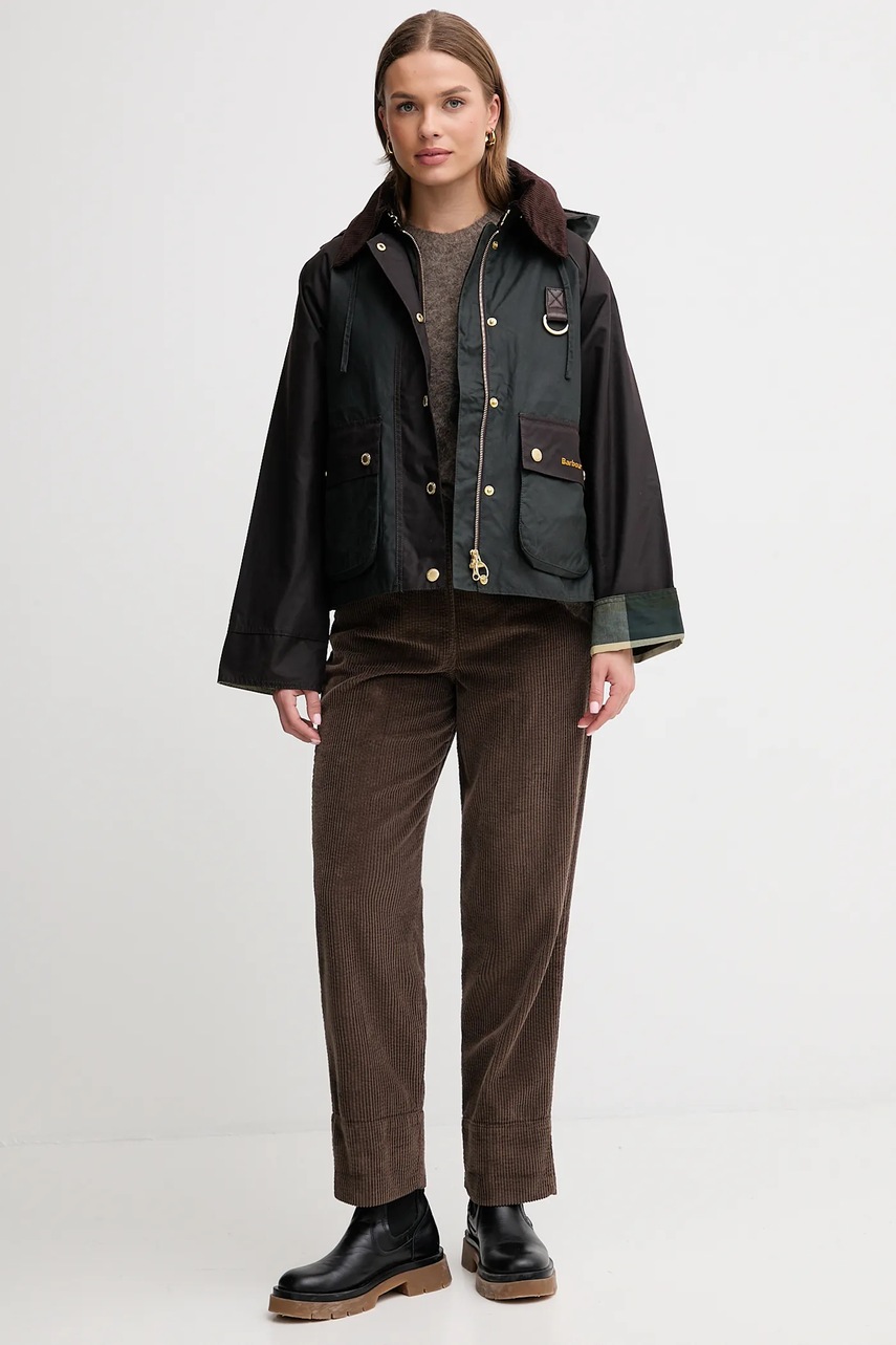 Куртка Barbour Reighton Wax цвет чёрный демисезонная oversize LWX1397