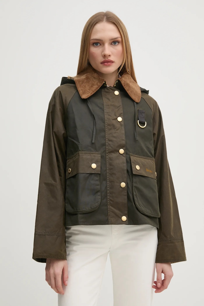 

Яке Barbour Reighton Wax в кафяво преходен модел с уголемена кройка LWX1397, Кафяв