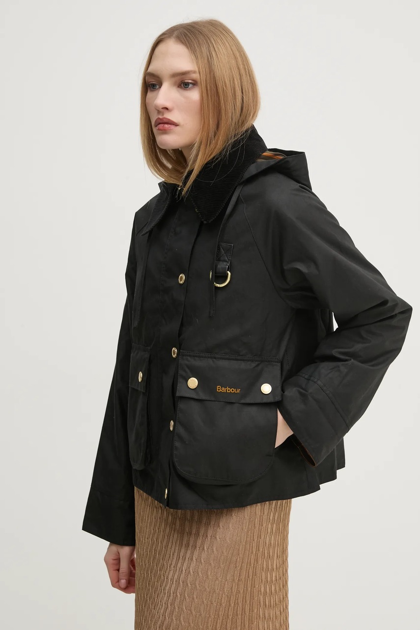 

Яке Barbour Reighton Wax в черно преходен модел с уголемена кройка LWX1397, Черен