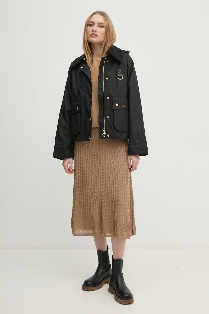 Куртка Barbour Reighton Wax женская цвет чёрный переходная oversize LWX1397