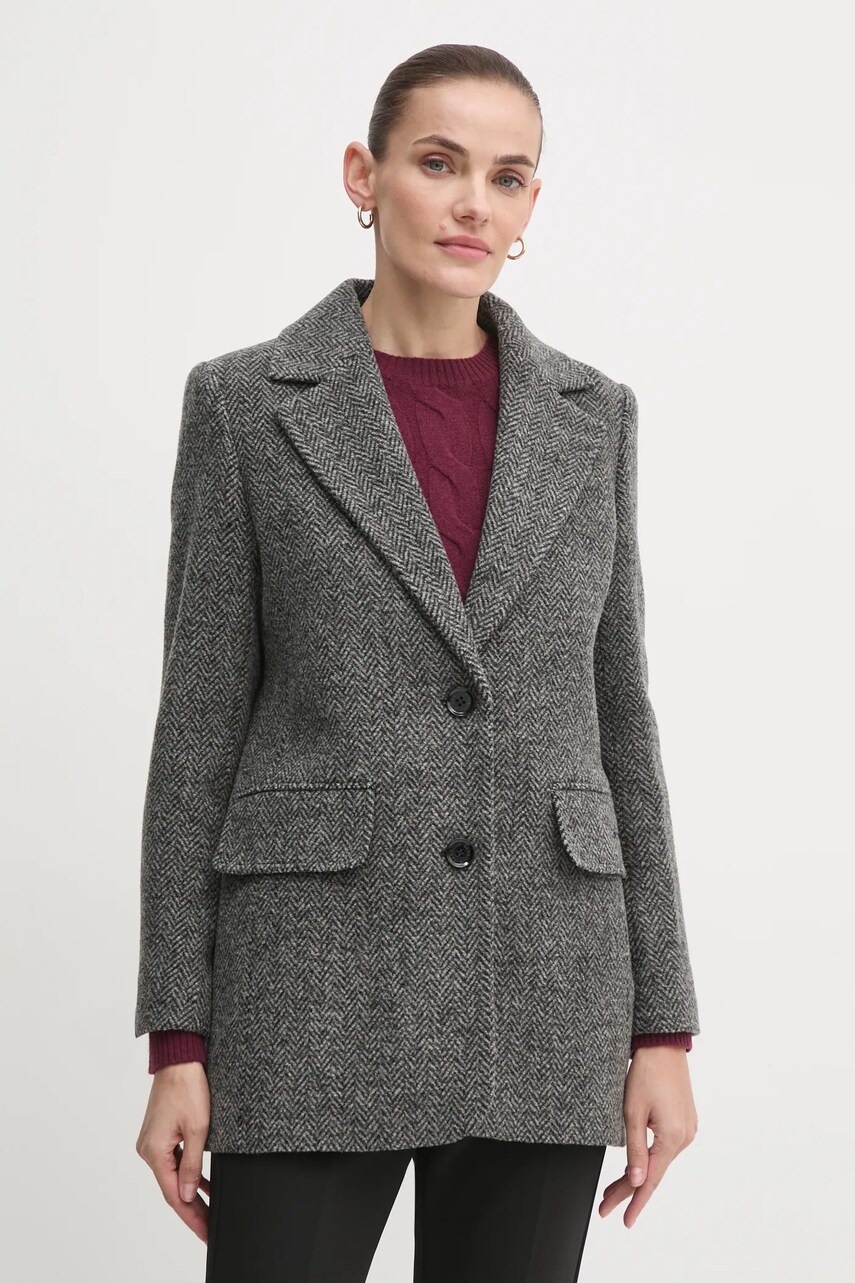 

Вълнено палто Barbour Paulette Mensy Jacket в сиво преходен модел LTA0122, Сив