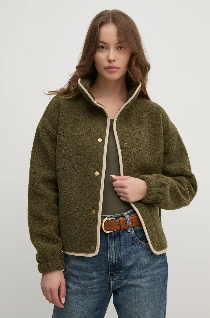 Barbour hanorac fleece culoarea verde, neted, LOL0614