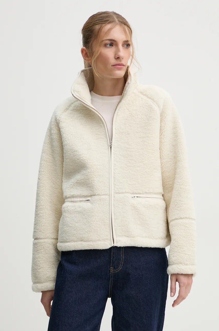 Samsoe Samsoe hanorac fleece TARA culoarea bej, neted, F23400032