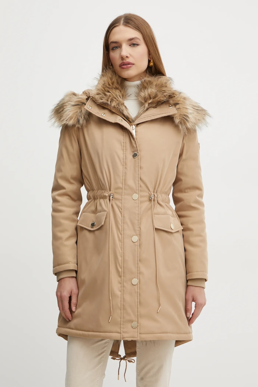 Marciano by Guess parka WINNIE damska kolor beżowy przejściowa 4BGL12 7182A