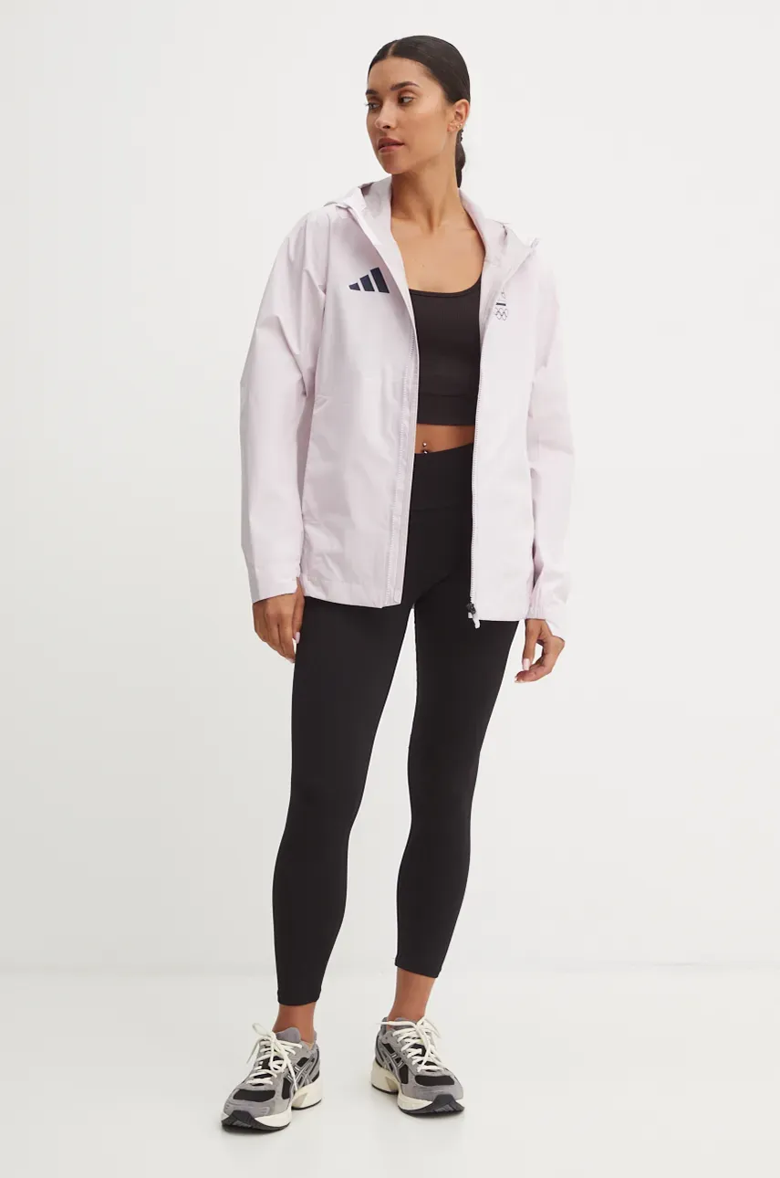 Дождевик adidas Performance Olympic женская цвет розовый переходная JD7951 Дождевик adidas Performance Olympic женская цвет розовый переходная JD7951
