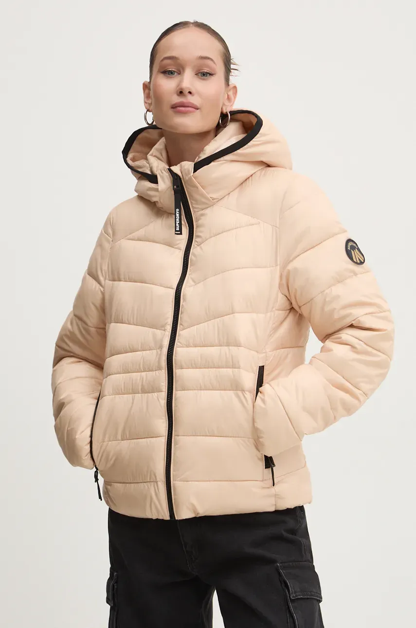 Superdry geaca femei, culoarea bej, de iarna, W5011724A-2WV