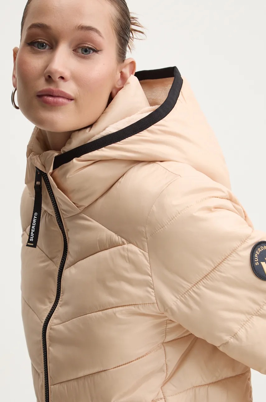 Μπουφάν Superdry χρώμα: μπεζ, W5011724A-2WV φωτογραφία