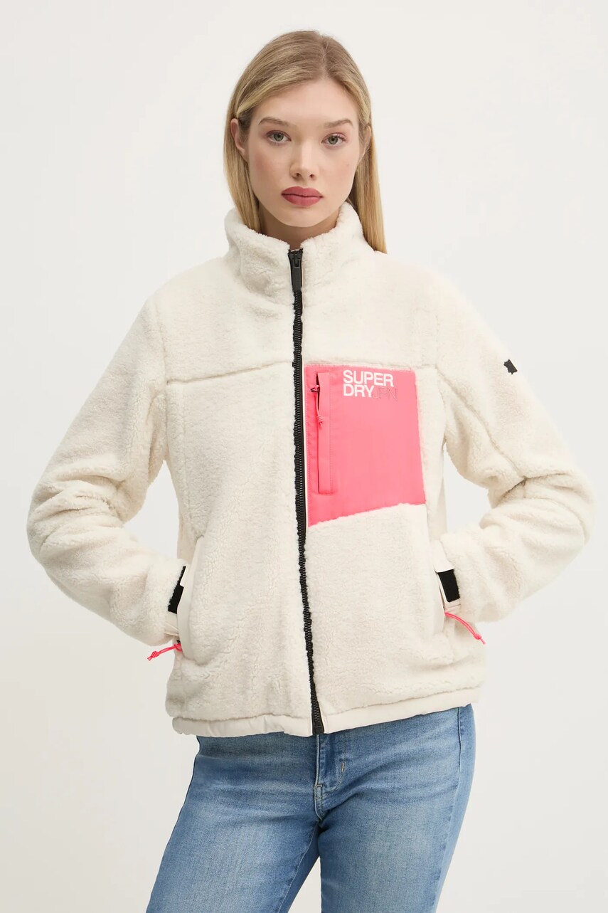 Superdry geaca femei, culoarea bej, de tranzitie, W5011743A-71D