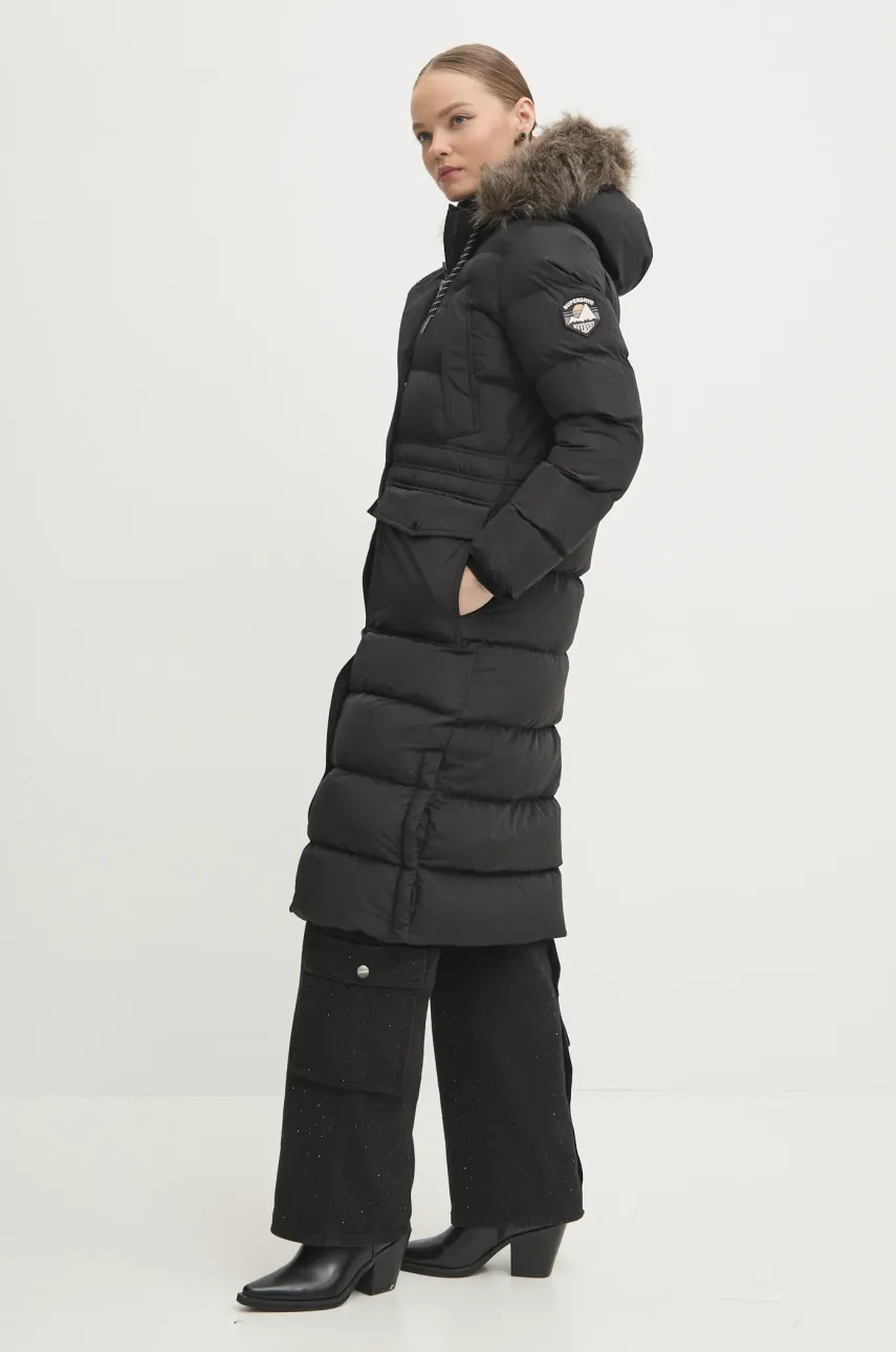 Superdry geaca femei, culoarea negru, de iarna, W5011788A-02A