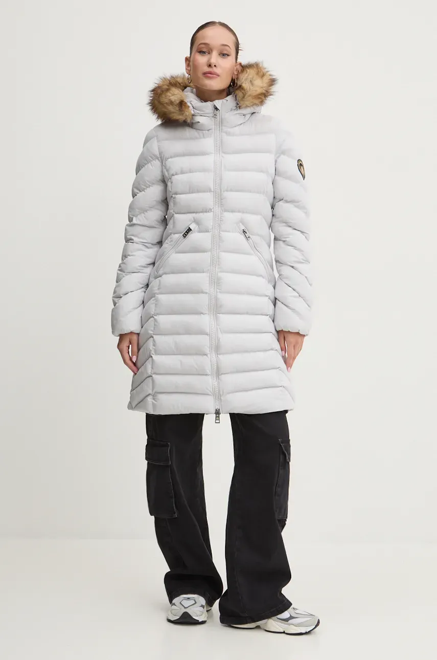 Superdry geaca femei, culoarea gri, de iarna, W5011789A-FRM