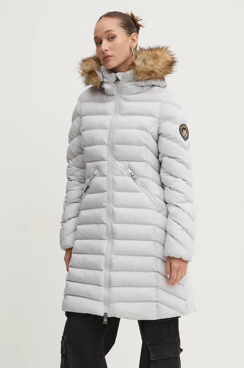 Куртка Superdry женская цвет серый зимняя W5011789A-FRM Куртка Superdry женская цвет серый зимняя W5011789A-FRM